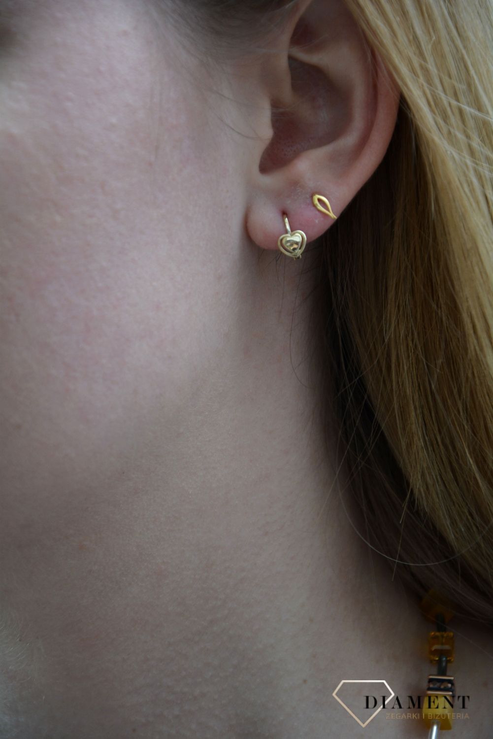 Złote kolczyki serduszka dla dziewczynki KL 6877.jpg